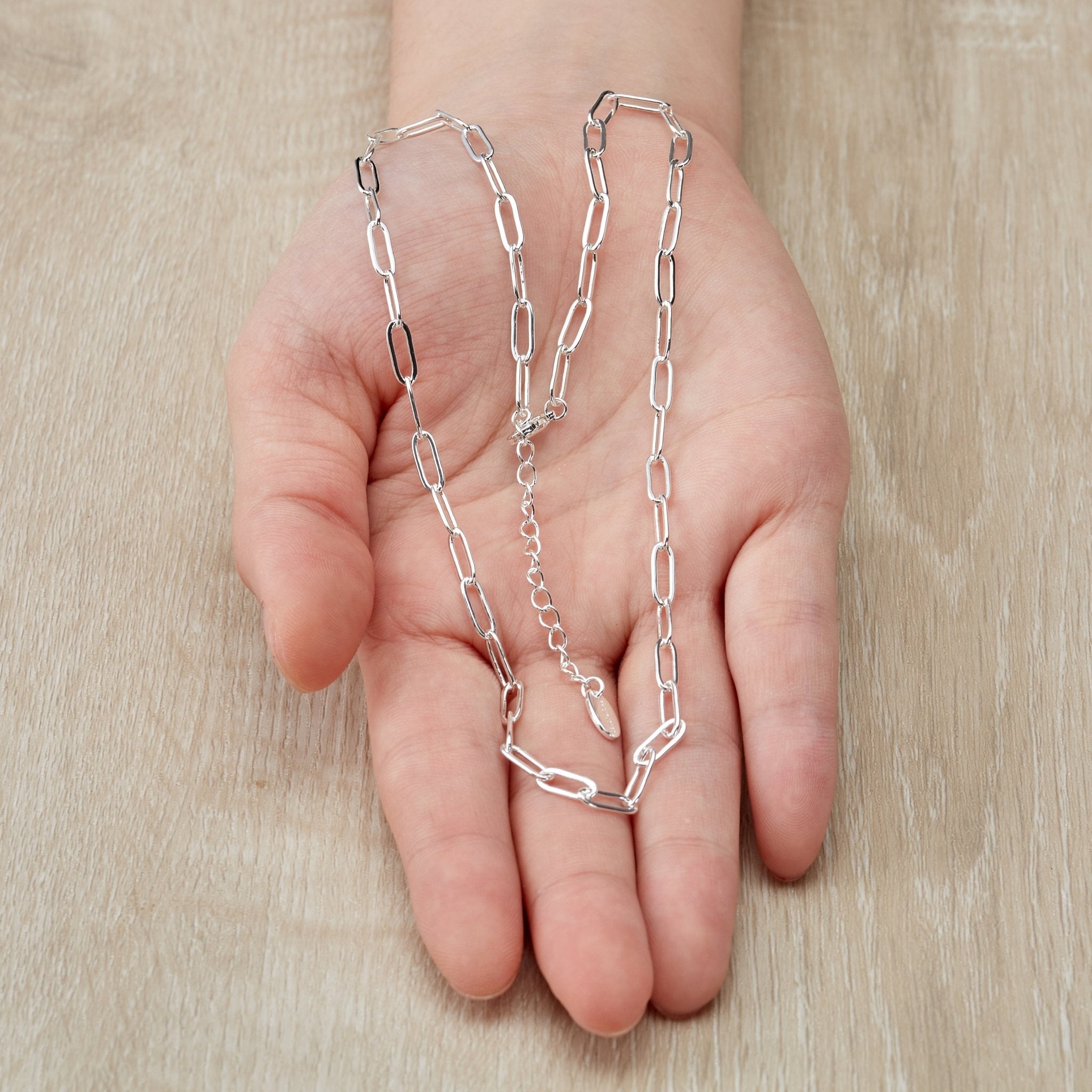 Silver Plated Small Link Paperclip Necklace - Philip Jones Jewellery