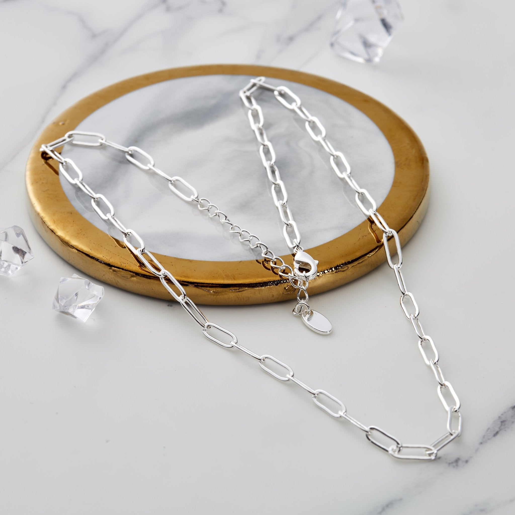 Silver Plated Small Link Paperclip Necklace - Philip Jones Jewellery