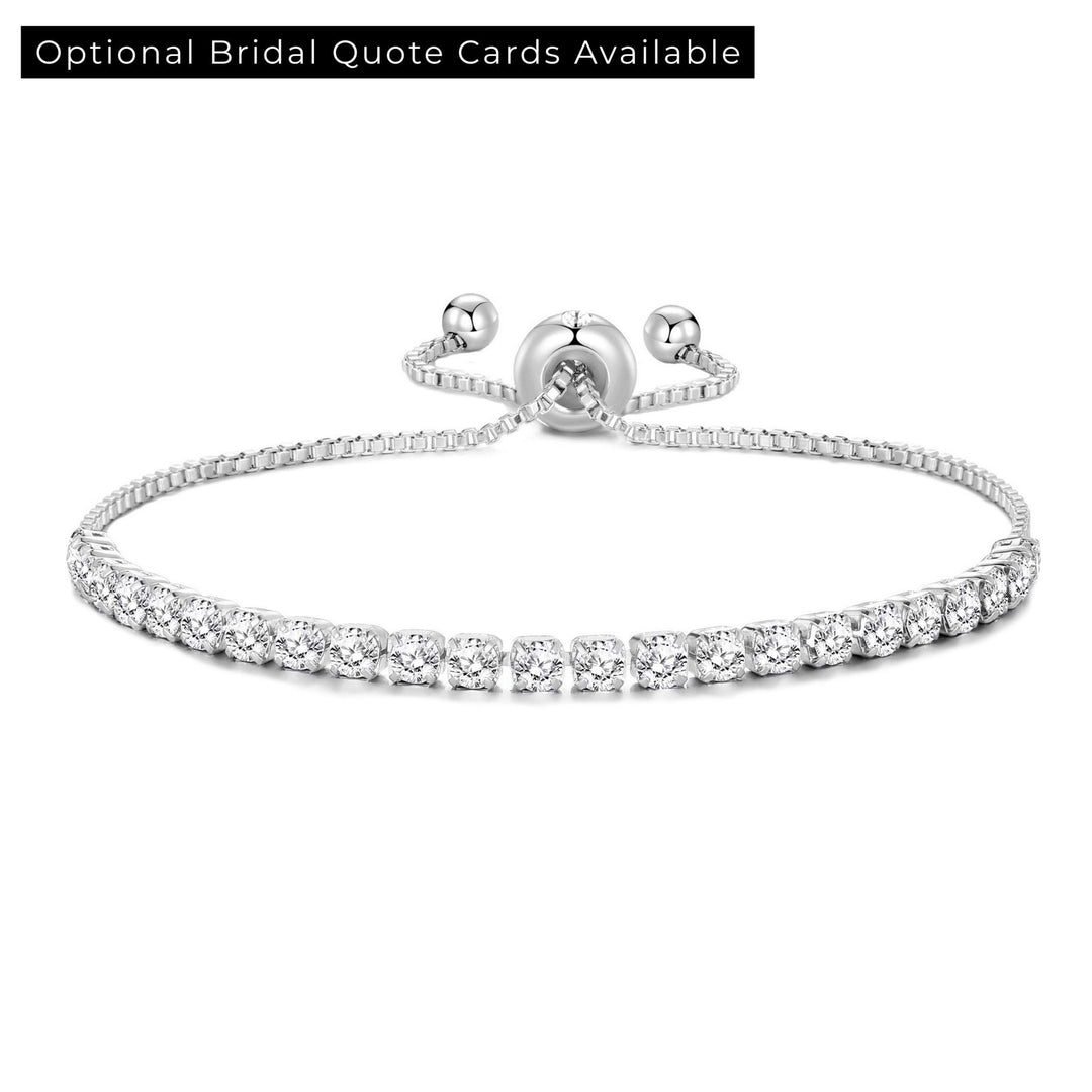 Silver Plated Solitaire Bridal Bracelet Created with Zircondia® Crystals - Philip Jones Jewellery
