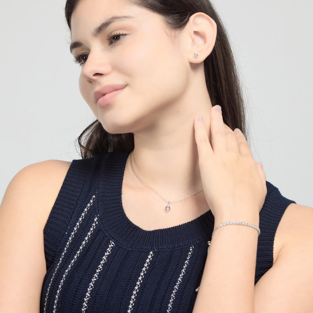 Silver Plated Solitaire Friendship Slider Set Created with Zircondia® Crystals