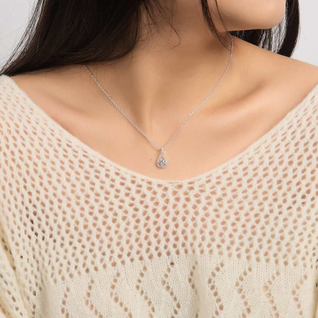 Silver Plated Solitaire Twist Necklace Created with Zircondia® Crystals - Philip Jones Jewellery