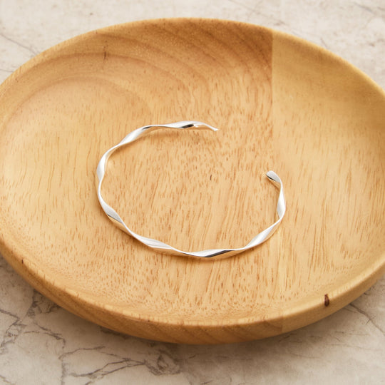 Silver Plated Spiral Cuff Bangle - Philip Jones Jewellery