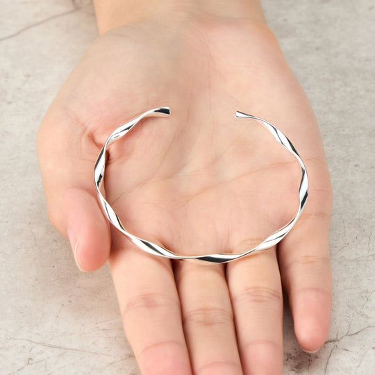 Silver Plated Spiral Cuff Bangle - Philip Jones Jewellery