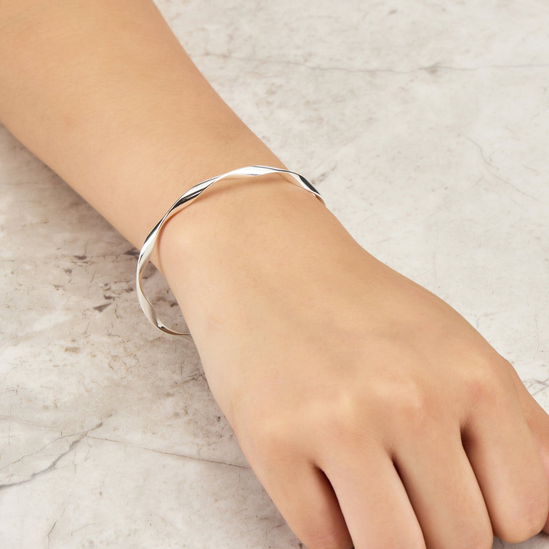Silver Plated Spiral Cuff Bangle - Philip Jones Jewellery