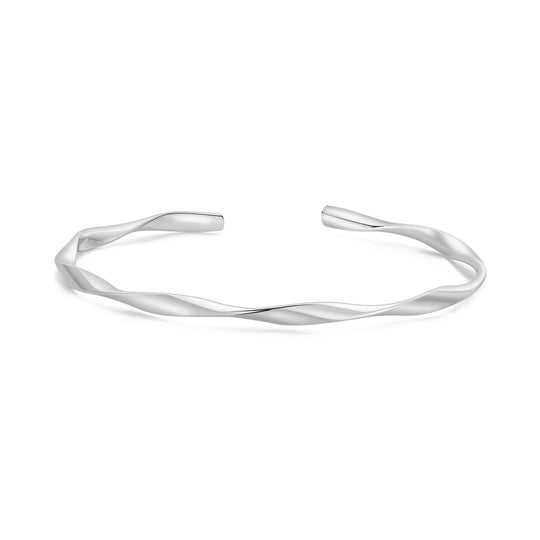 Silver Plated Spiral Cuff Bangle - Philip Jones Jewellery