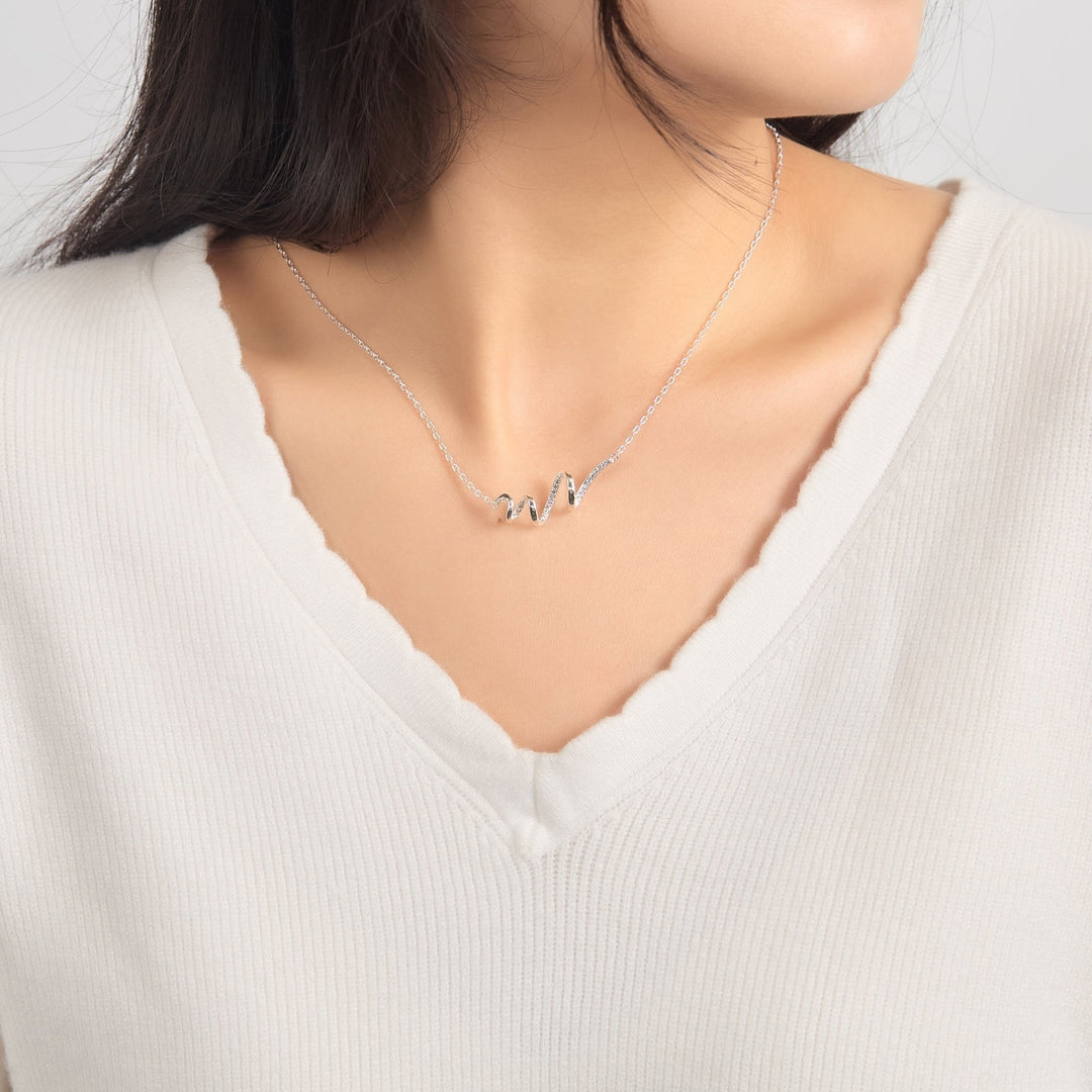 Silver Plated Spiral Necklace Created with Zircondia® Crystals - Philip Jones Jewellery