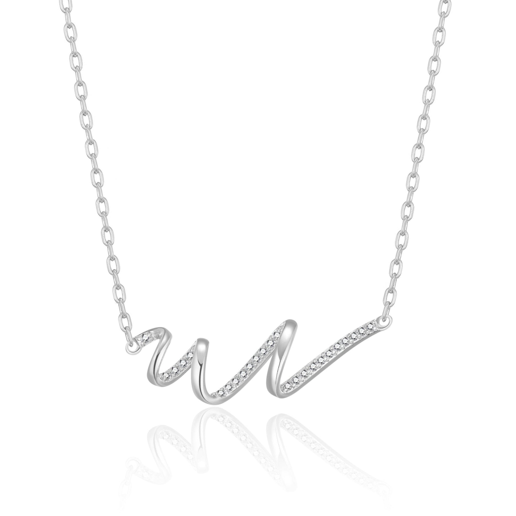 silver plated spiral necklace created with zircondia crystals 912375