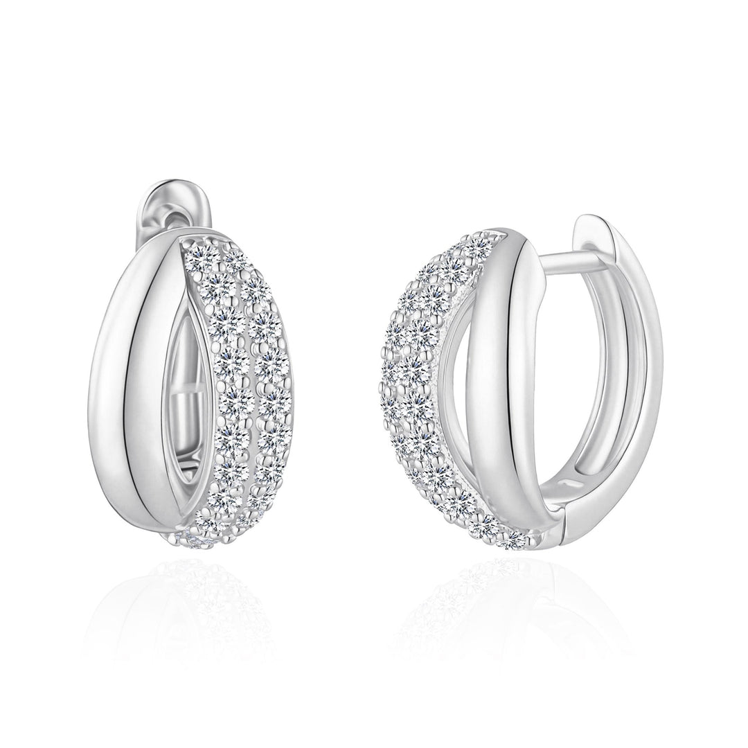 Silver Plated Split Huggie Hoop Earrings Created With Zircondia® Crystals - Philip Jones Jewellery