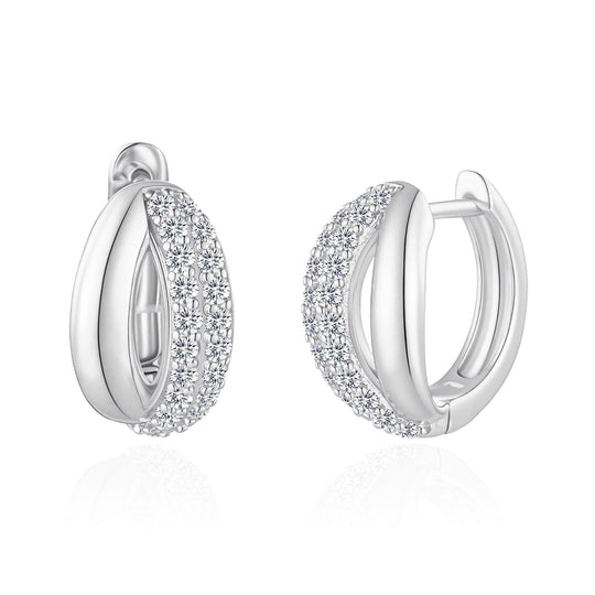 Silver Plated Split Huggie Hoop Earrings Created With Zircondia® Crystals - Philip Jones Jewellery