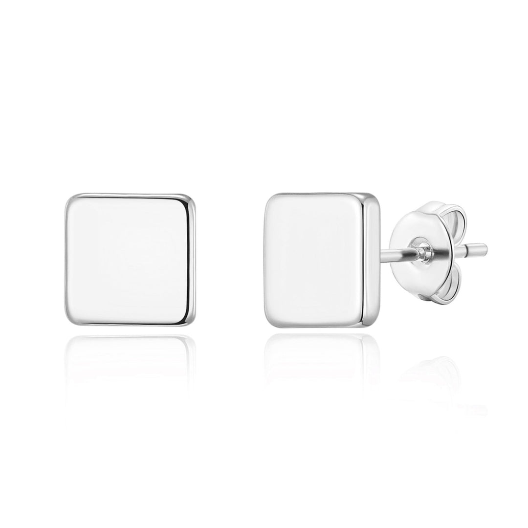 Silver Plated Square Stud Earrings - Philip Jones Jewellery