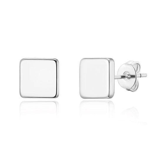 Silver Plated Square Stud Earrings - Philip Jones Jewellery
