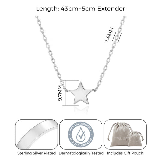 Silver Plated Star Necklace with Quote Card - Philip Jones Jewellery