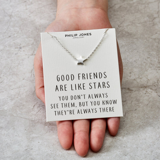 Silver Plated Star Necklace with Quote Card - Philip Jones Jewellery