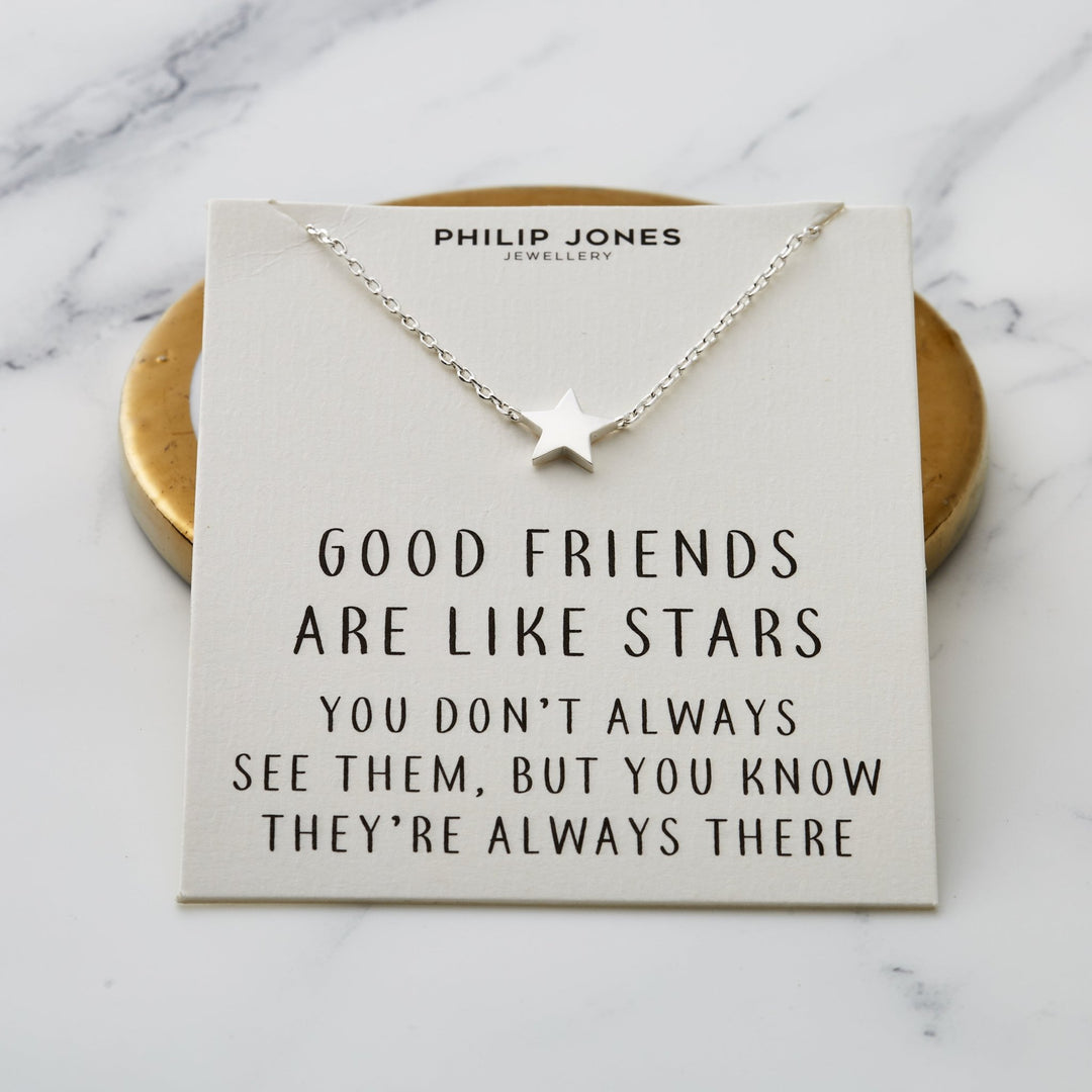 Silver Plated Star Necklace with Quote Card - Philip Jones Jewellery