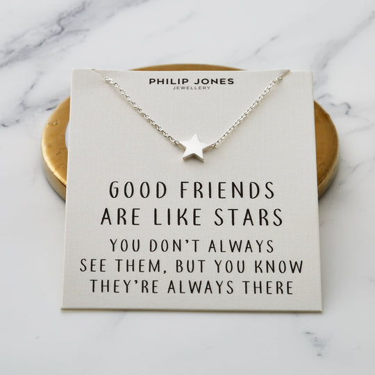 Silver Plated Star Necklace with Quote Card - Philip Jones Jewellery
