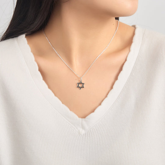 Silver Plated Star of David Necklace - Philip Jones Jewellery