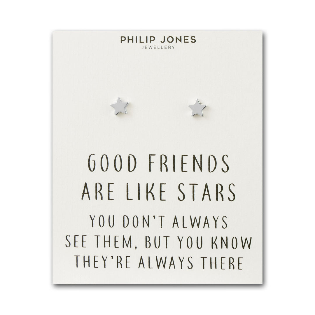 Silver Plated Star Stud Earrings with Quote Card - Philip Jones Jewellery