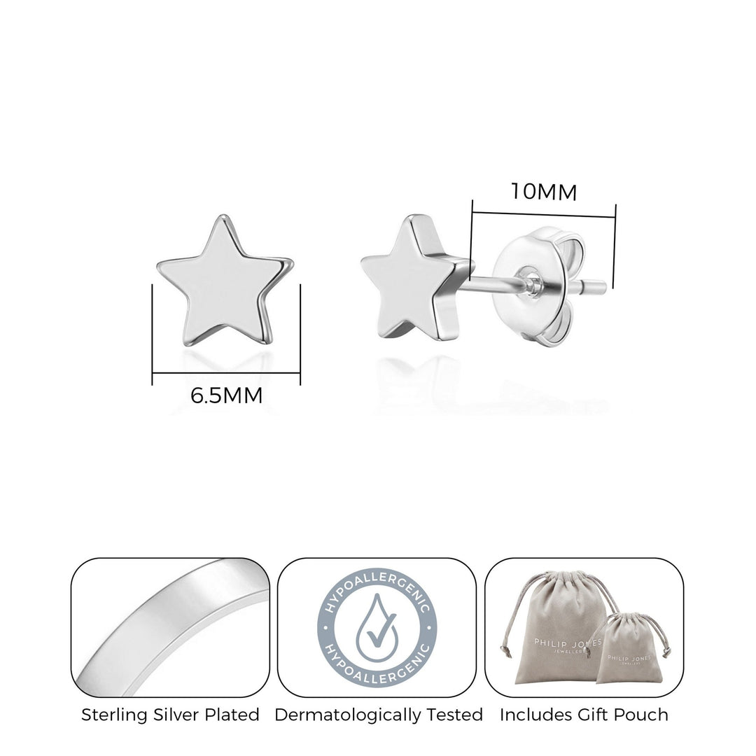 Silver Plated Star Stud Earrings with Quote Card - Philip Jones Jewellery