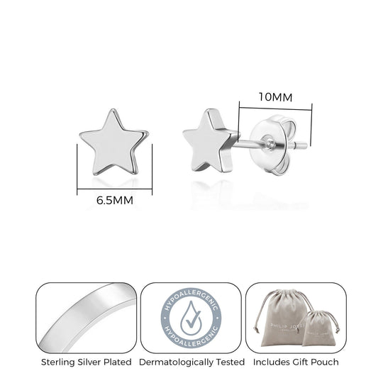Silver Plated Star Stud Earrings with Quote Card - Philip Jones Jewellery