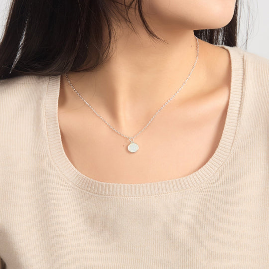 Silver Plated Synthetic White Opal Necklace - Philip Jones Jewellery