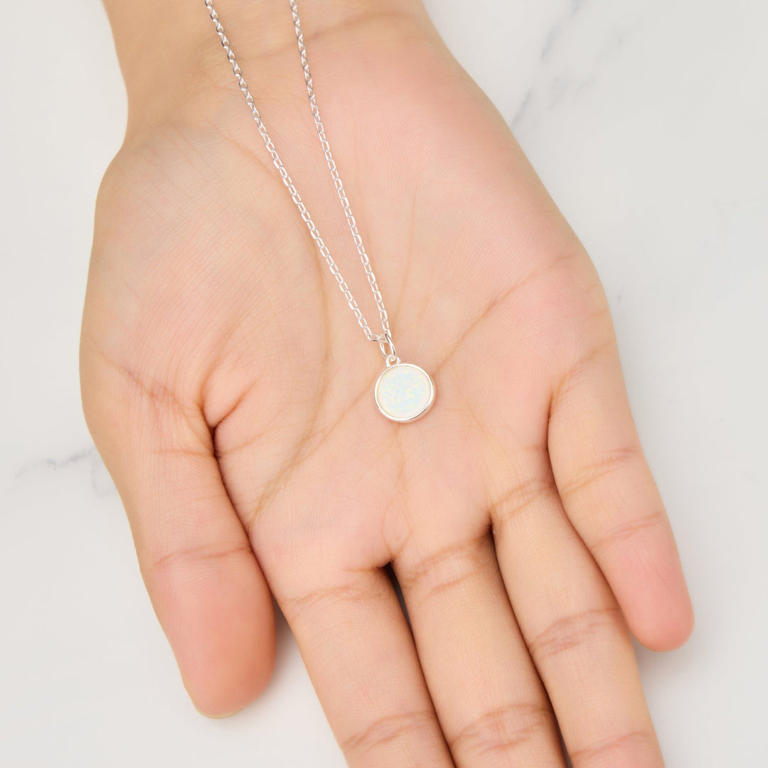 Silver Plated Synthetic White Opal Necklace with Quote Card - Philip Jones Jewellery