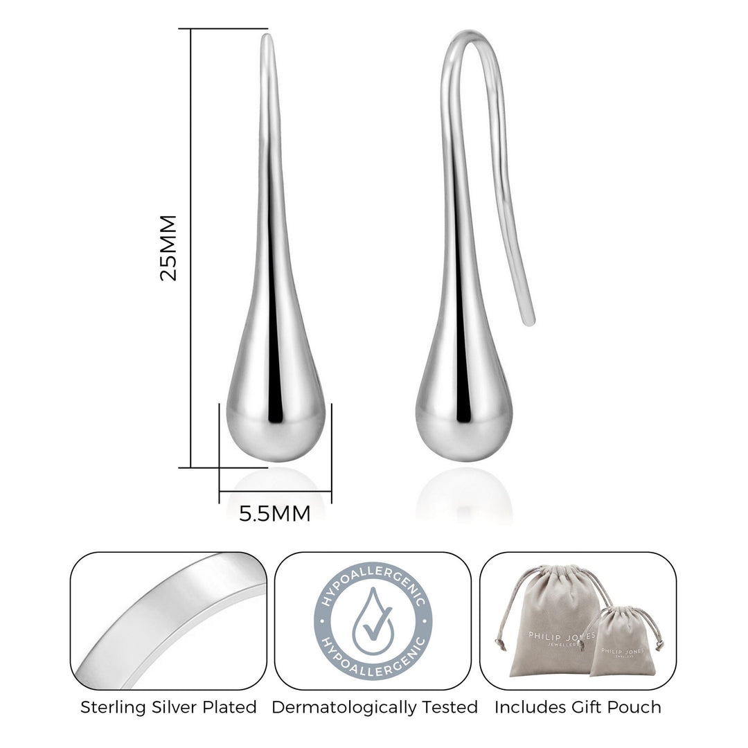 Silver Plated Teardrop Earrings - Philip Jones Jewellery