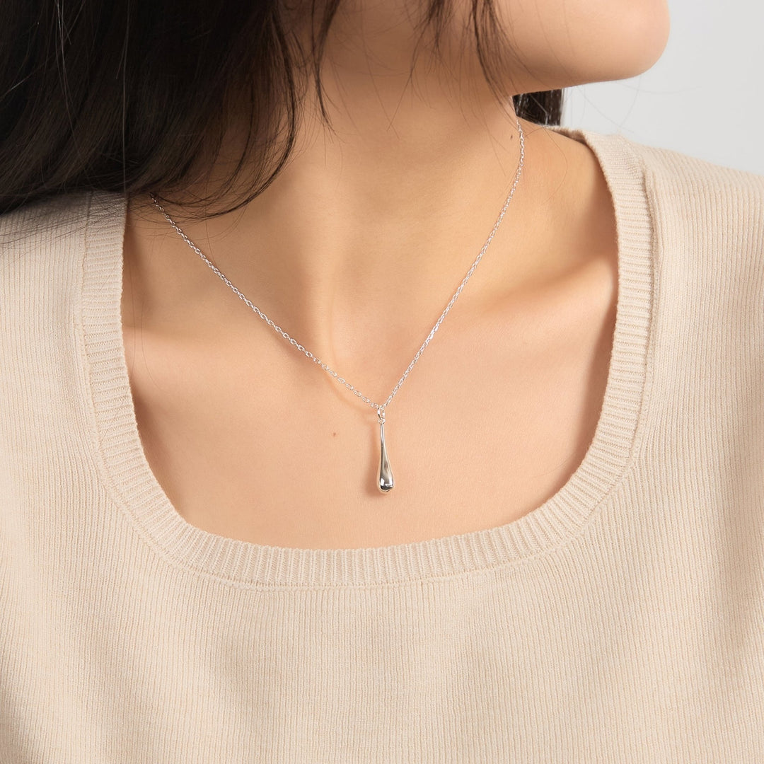 Silver Plated Teardrop Necklace - Philip Jones Jewellery