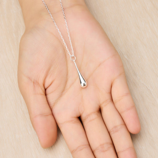 Silver Plated Teardrop Necklace - Philip Jones Jewellery