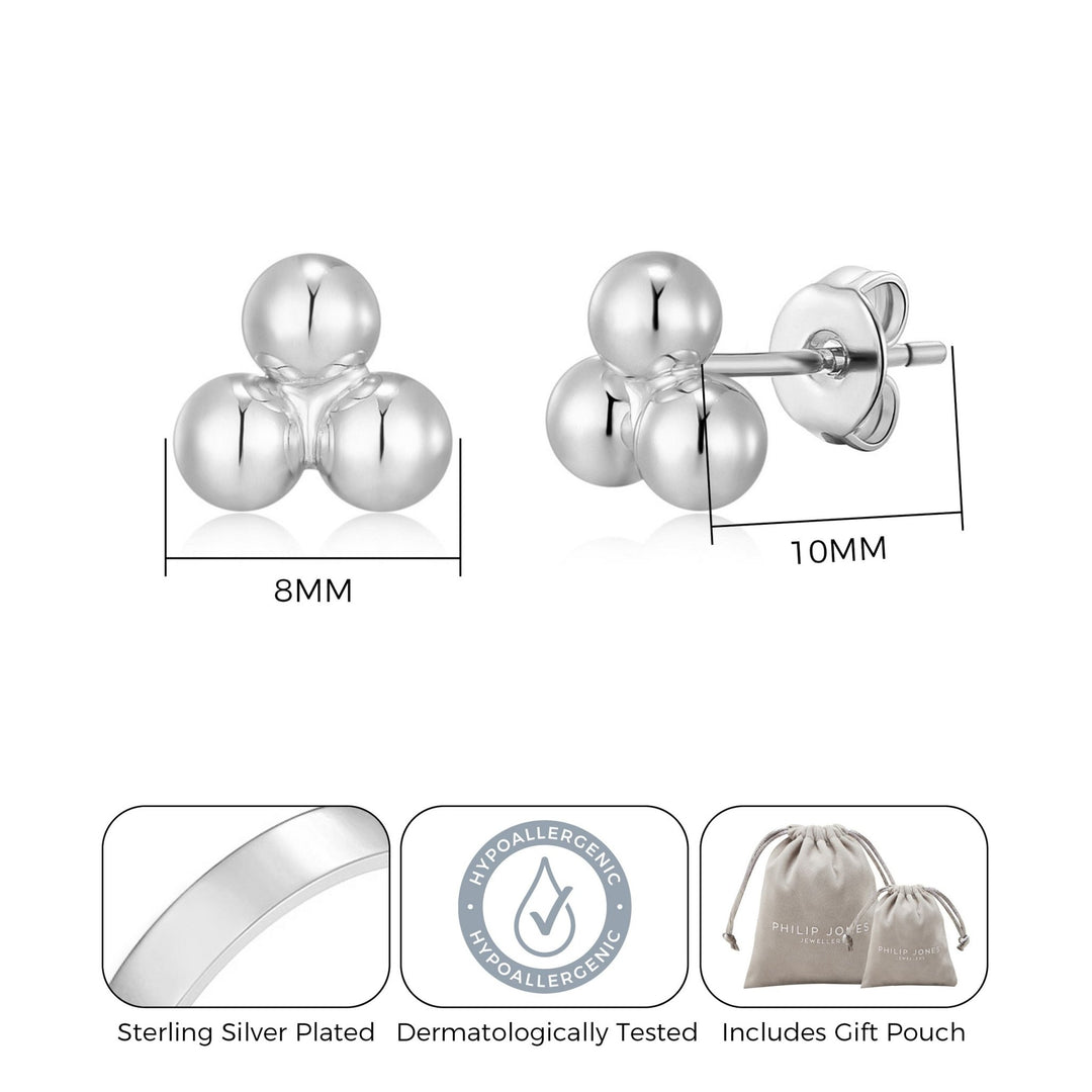 Silver Plated Trinity Earrings - Philip Jones Jewellery