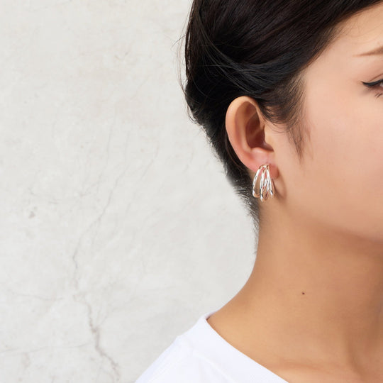 Silver Plated Triple Illusion Hoop Earrings - Philip Jones Jewellery