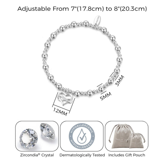 Silver Plated True Friendship Quote Stretch Bracelet with Gift Box - Philip Jones Jewellery