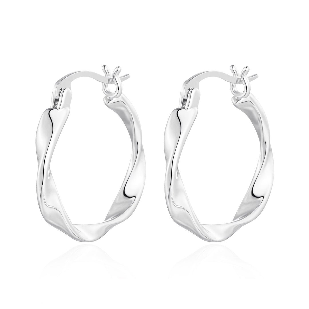 Silver Plated Twist Hoop Earrings - Philip Jones Jewellery