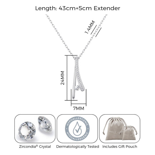 Silver Plated Wishbone Necklace Created with Zircondia® Crystals - Philip Jones Jewellery