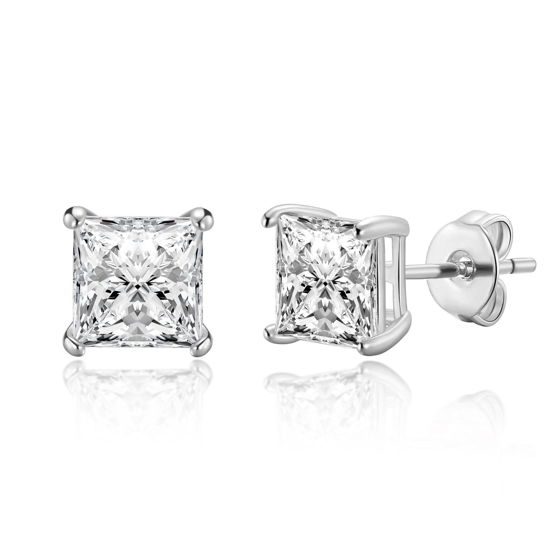 Square Earrings Created with Zircondia® Crystals