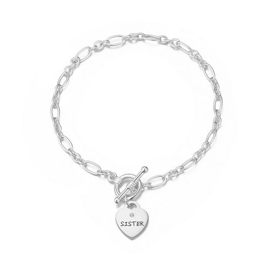 Sister Charm Bracelet with Quote Card Created with Zircondia® Crystals - Philip Jones Jewellery