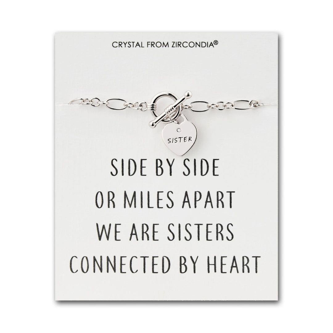 Sister Charm Bracelet with Quote Card Created with Zircondia® Crystals - Philip Jones Jewellery