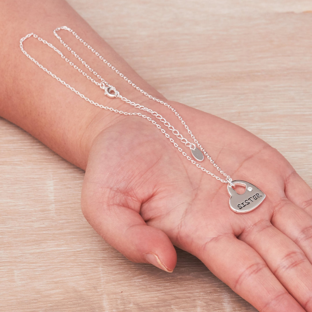 Sister Heart Necklace Created with Zircondia® Crystals Lifestyle Images by Philip Jones