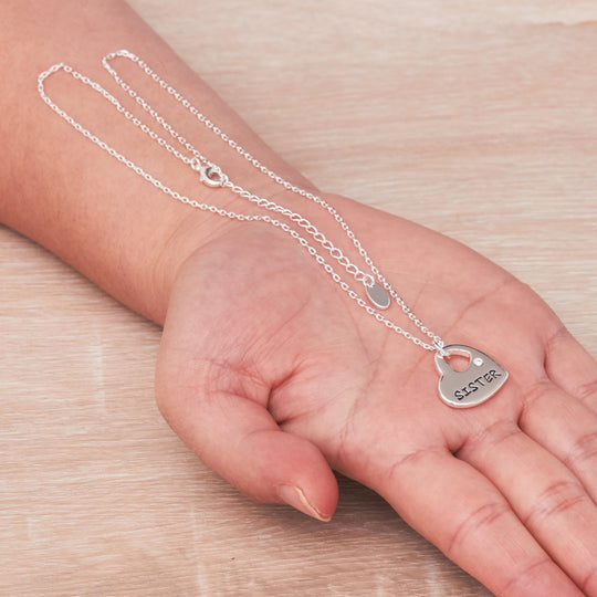 Sister Heart Necklace Created with Zircondia® Crystals Lifestyle Images by Philip Jones
