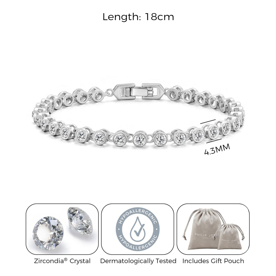 Solitaire Bracelet Created with Zircondia® Crystals - Philip Jones Jewellery