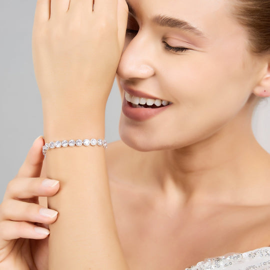 Solitaire Crystal Friendship Bridal Bracelet with Zircondia® Crystals - Philip Jones Jewellery