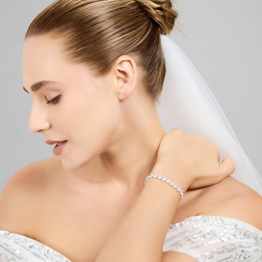 Solitaire Crystal Friendship Bridal Bracelet with Zircondia® Crystals - Philip Jones Jewellery