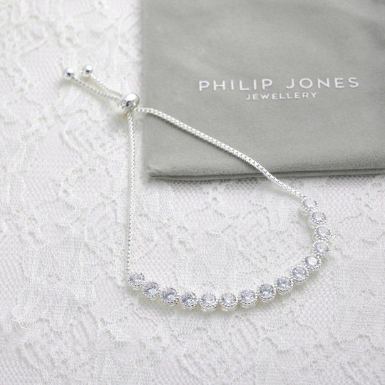 Solitaire Crystal Friendship Bridal Bracelet with Zircondia® Crystals - Philip Jones Jewellery