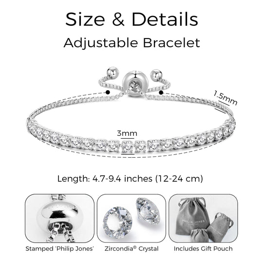 Solitaire Friendship Bracelet Created with Zircondia® Crystals - Philip Jones Jewellery