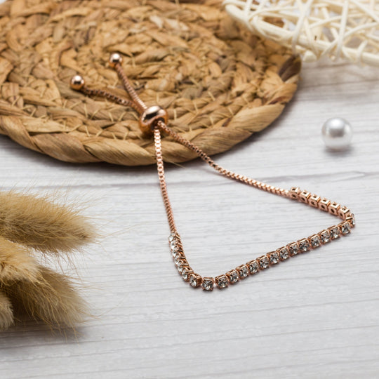 Solitaire Friendship Bracelet Created with Zircondia® Crystals - Philip Jones Jewellery