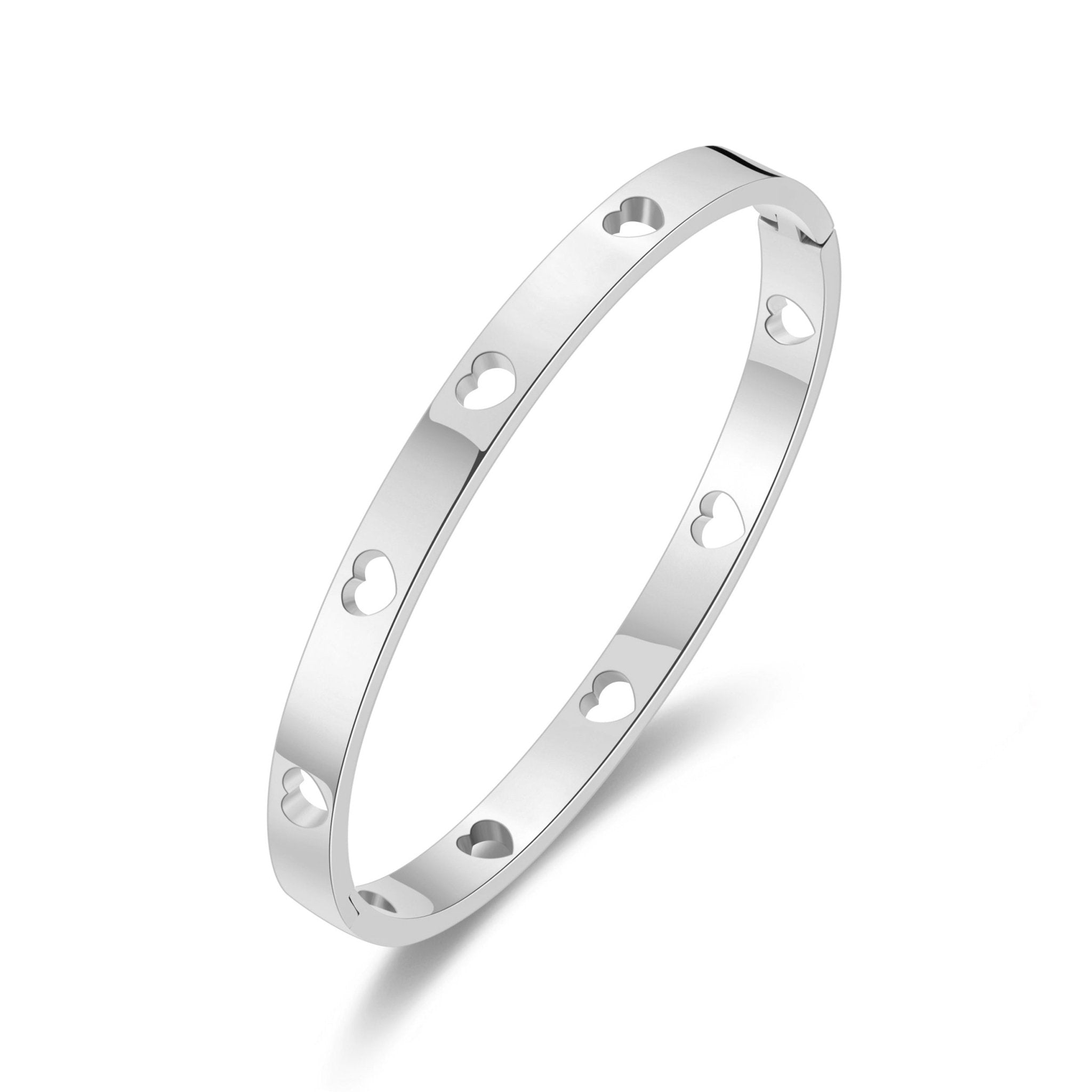 Stainless Steel Heart Bangle (7 Inch) - Philip Jones Jewellery