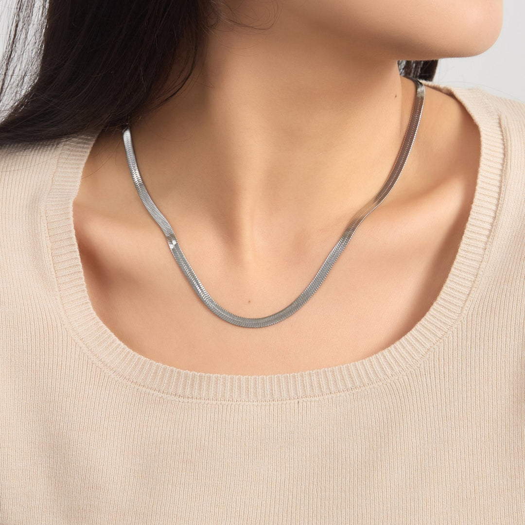 Stainless Steel Herringbone Flat Snake Chain 16" 18" 20" Inch Necklace - Philip Jones Jewellery