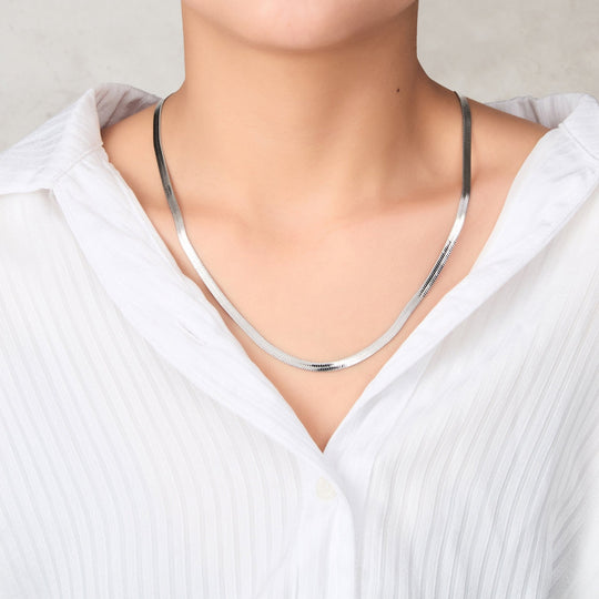 Stainless Steel Herringbone Flat Snake Chain 16