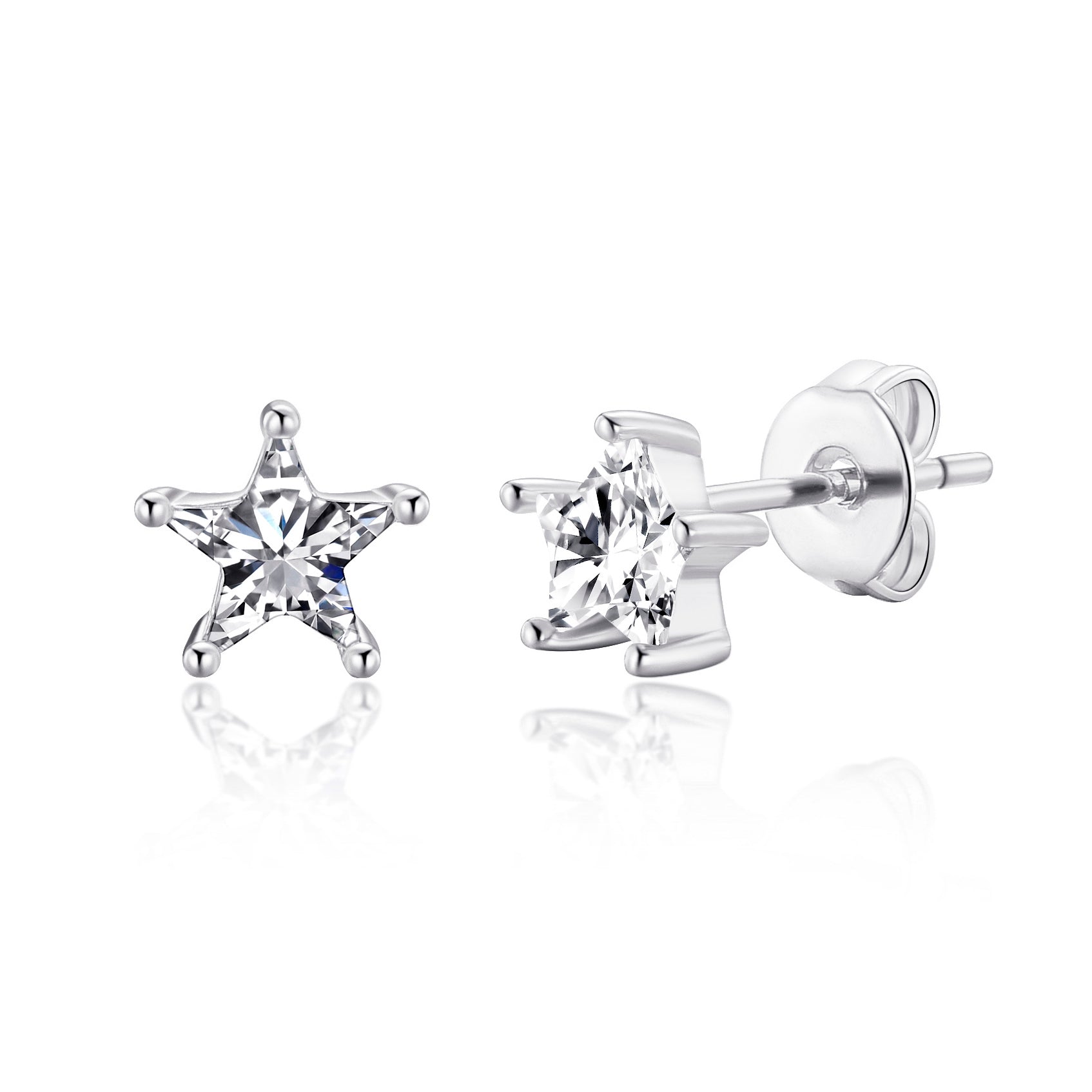 Star Earrings Created with Zircondia® Crystals - Philip Jones Jewellery