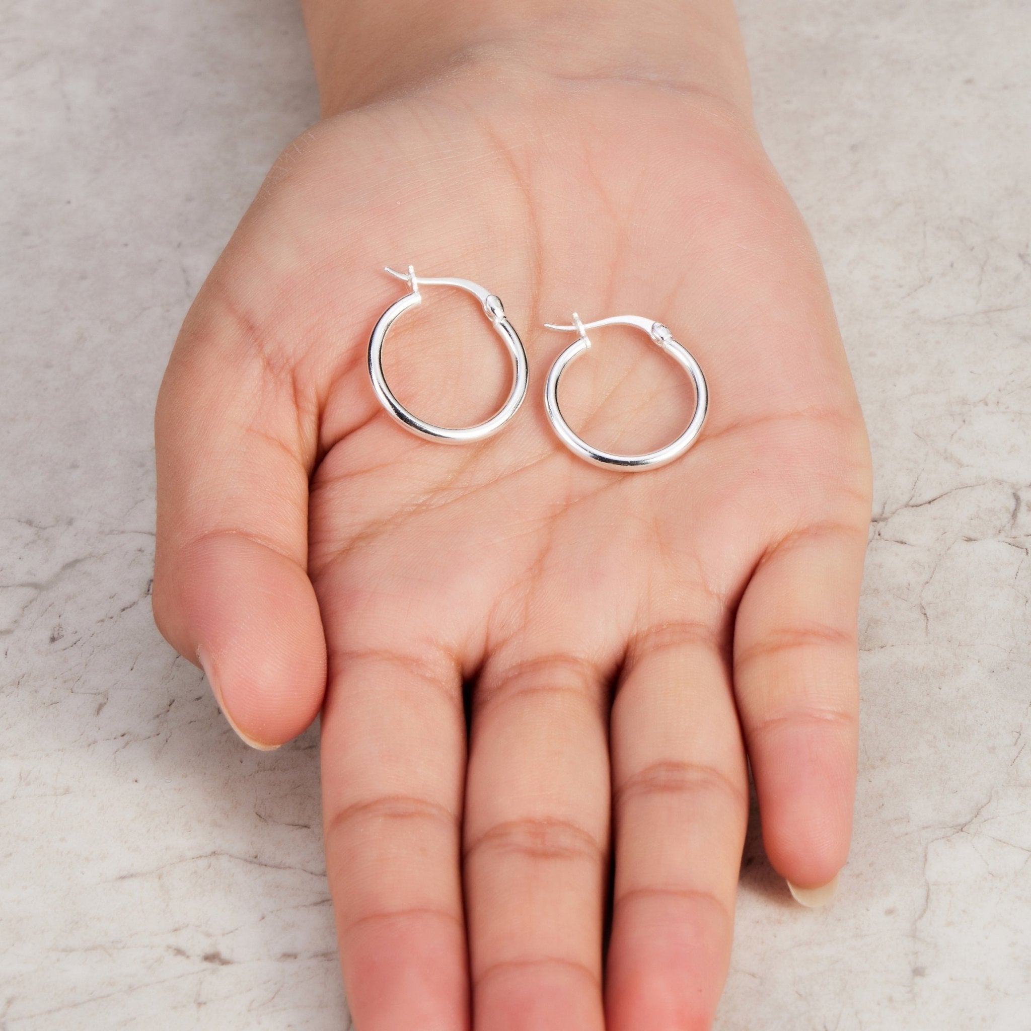 Sterling Silver 20mm Hoop Earrings - Philip Jones Jewellery