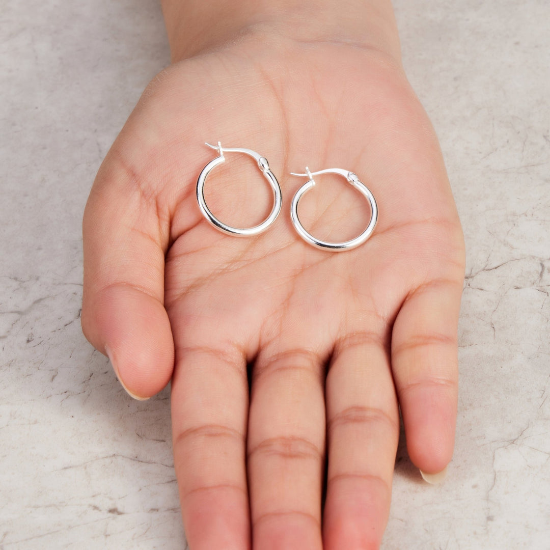 925 Sterling Silver Small 15MM Hoop Earrings Men Women Children 925 Sterling Silver Small 15MM Hoop Earrings Men Women Children